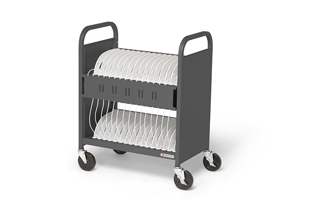 Bretford-CUBE-Transport-Pro-Pre-Wired-Charcoal-Side-Angle