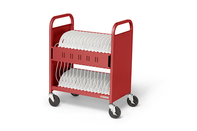 Bretford-CUBE-Transport-Pro-Pre-Wired-Red-Side-Angle