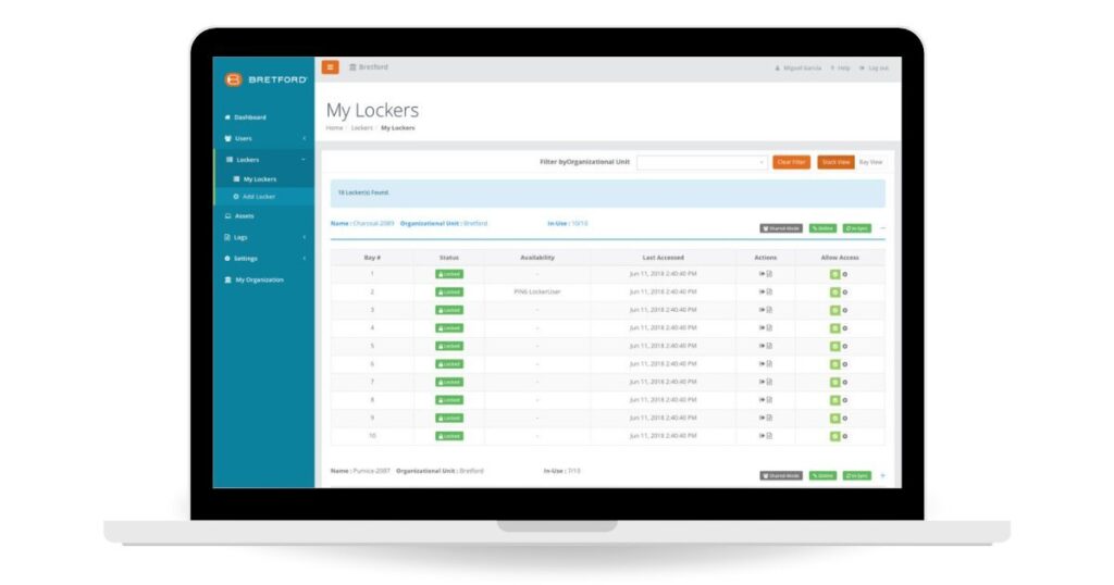 Bretford TechGuard Connect UI admin panel