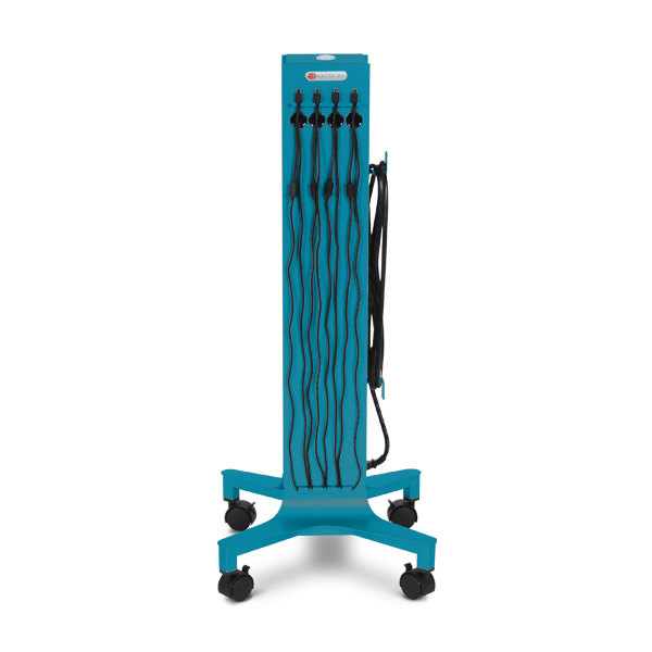 Bretford CUBE Tower Pre-Wired in pacific blue color, front view