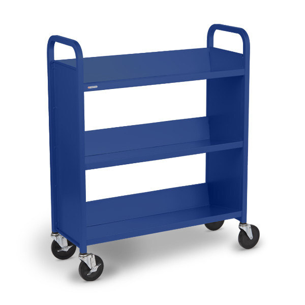 Bretford Booktruck Single-Sided Access in royal blue color, side view