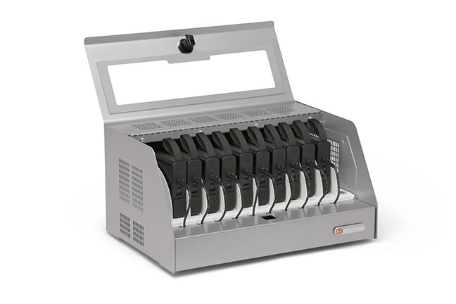 Bretford CUBE Battery Station™ - Charging Station for Batteries - Platinum, left view open