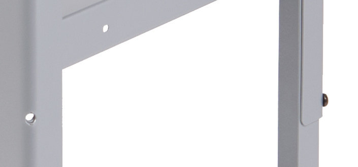 close-up view of the adjustable shelf of a Bretford MIC Cart