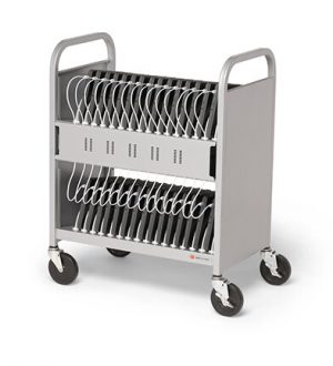 Bretford-CUBE-Transport-Pro-Pre-Wired-Platinum-Side-Angle-With-iPads