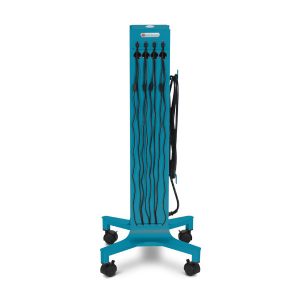 Bretford CUBE Tower Pre-Wired in pacific blue color, front view