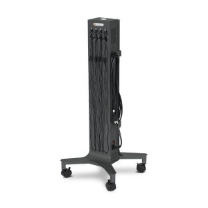 Bretford CUBE Tower Pre-Wired in charcoal color, left side view