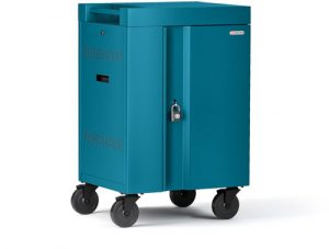 Bretford Cube Cart Mini in Pacific Blue color, side view