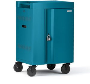 Bretford Cube Cart Mini in Pacific Blue color, side view