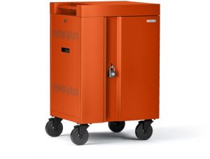 Bretford Cube Cart Mini in tangerine color, side view