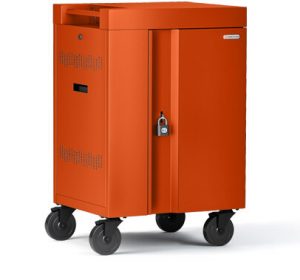 Bretford Cube Cart Mini in tangerine color, side view