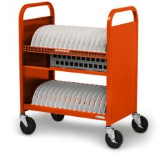 Bretford CUBE Transport Cart in tangerine color, side view